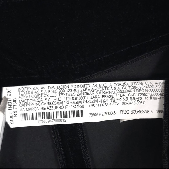 NWOT ZARA Women’s Velvet Wide Leg Flare Straight Trousers Pants 7990/947/800 XS - Picture 15 of 15